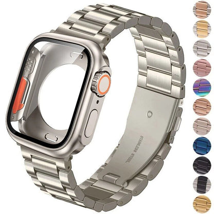 Change to Ultra Case+Band For Apple Watch 46mm 44 41 45mm Metal Stainless Steel strap for iWatch series Series11 10 9 8 7 6 SE 5